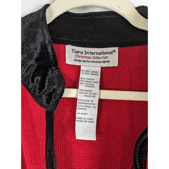 Tiara International Christmas Collection Poinsettia Cardigan Women's Sz XL EUC - Picture 3 of 12